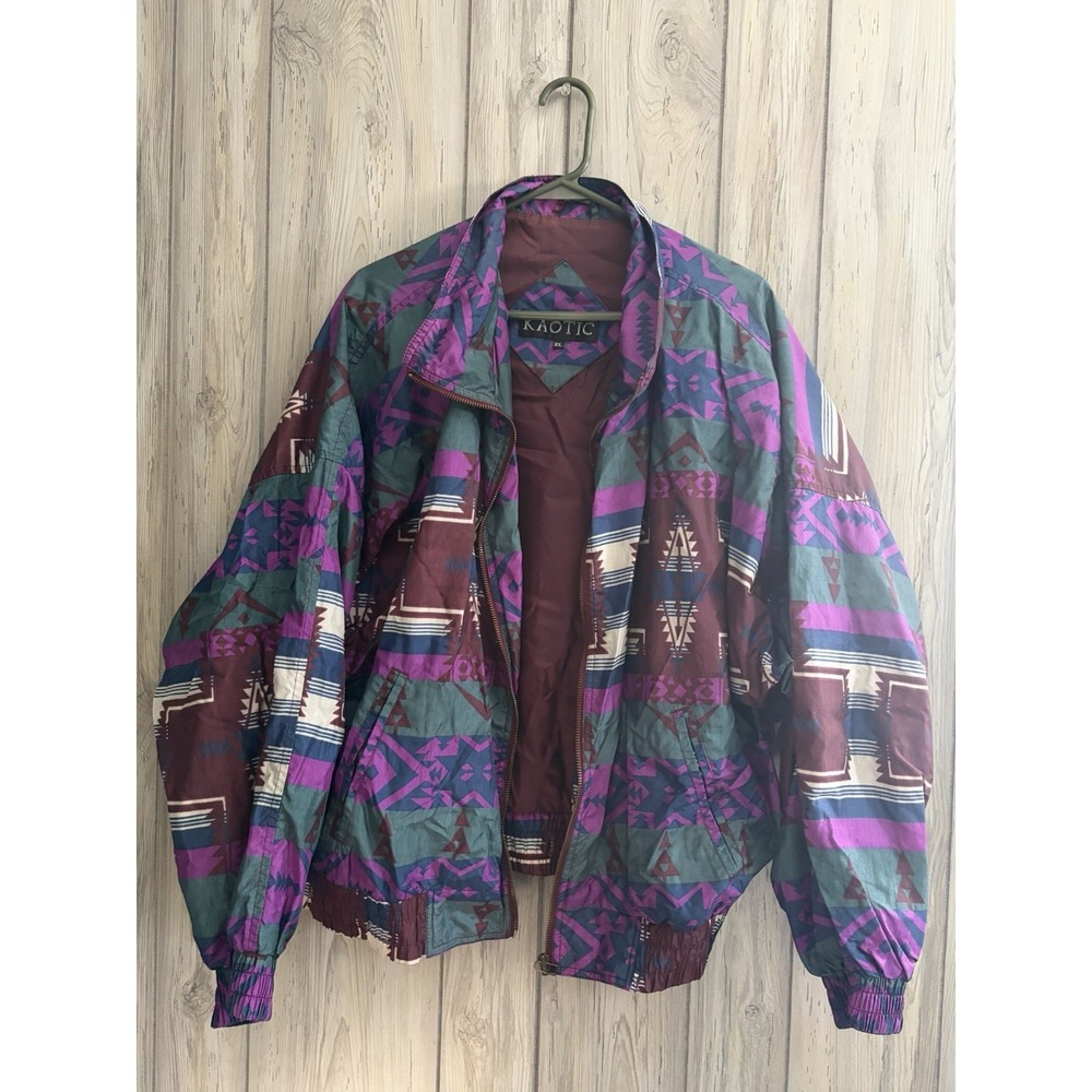 Vintage Aztec Kaotic Windbreaker Jacket Size XL 90s Unisex Western Style